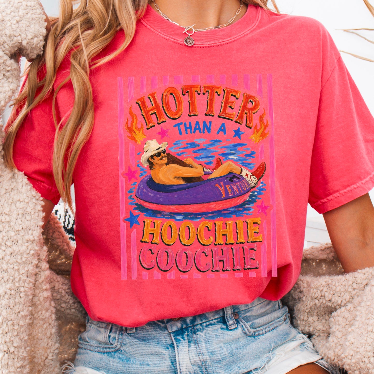 Hotter Than A Hoochie Coochie Comfort Color Graphic Tee