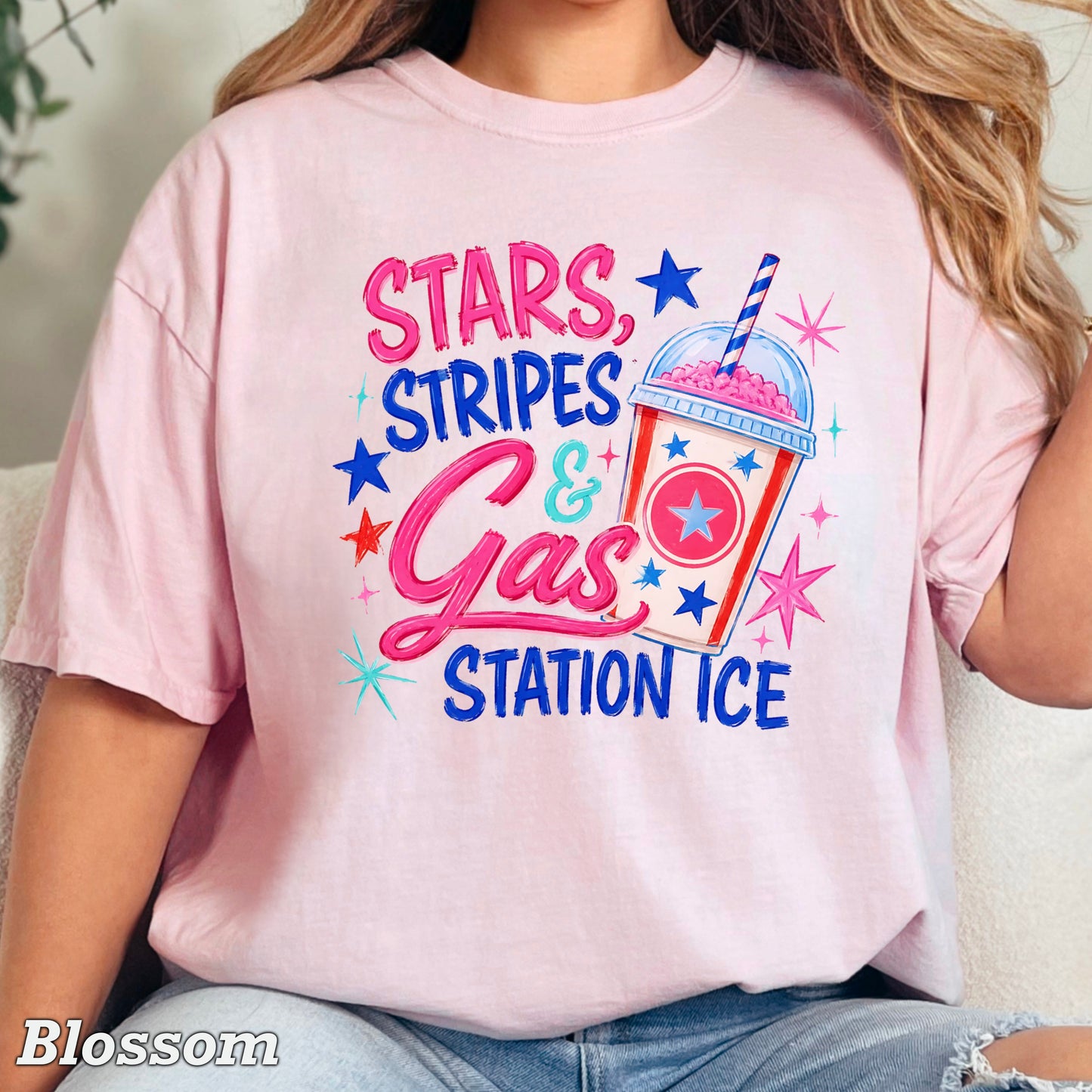 Stars Stripes & Gas Station Ice Comfort Color Graphic Tee