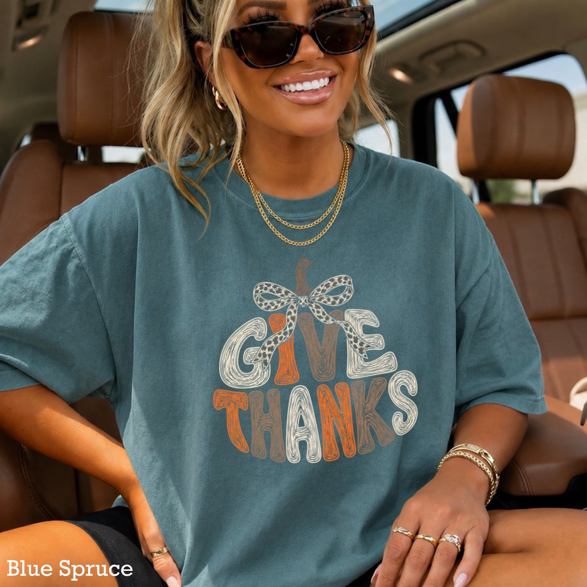 Give Thanks Thanksgiving Comfort Color Graphic Tee