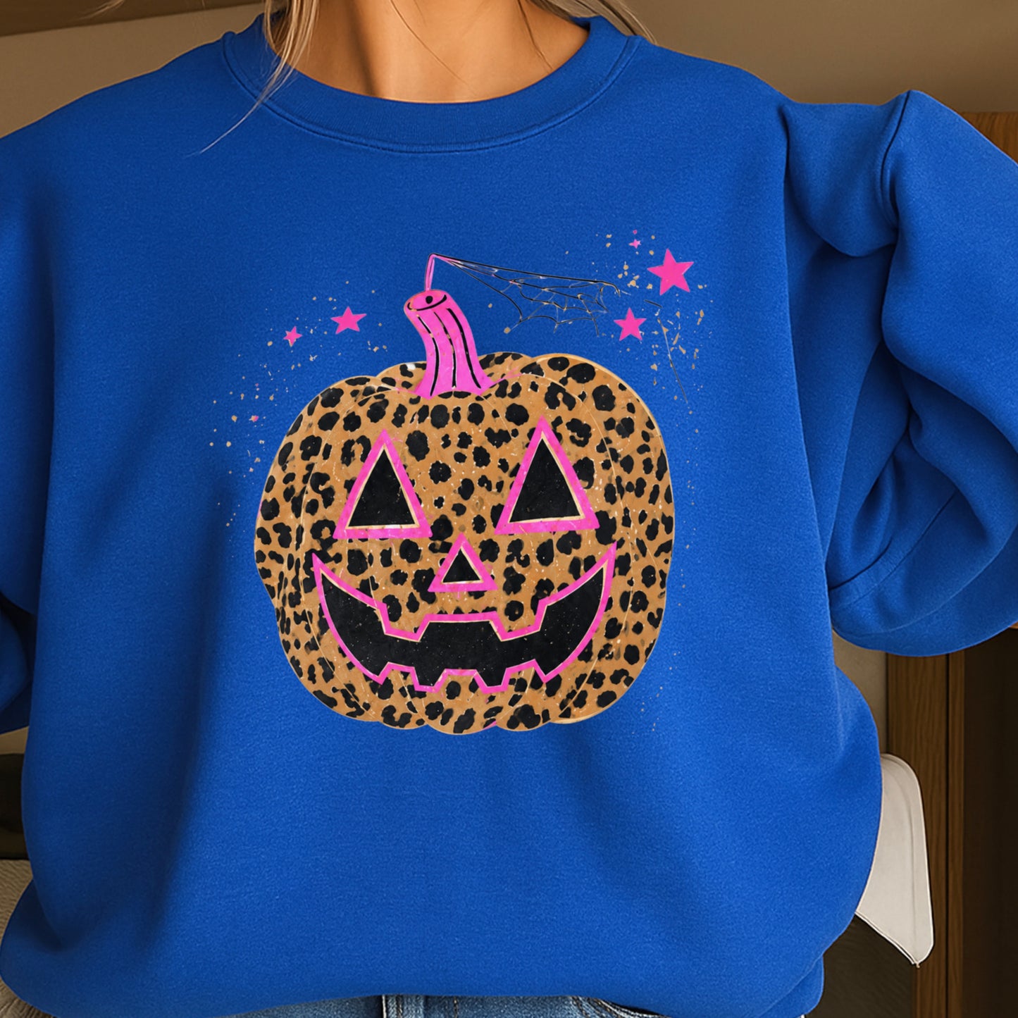 Leopard Pumpkin Halloween Crewneck Sweatshirt