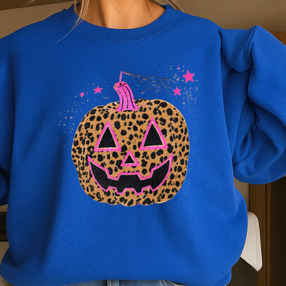 Leopard Pumpkin Halloween Crewneck Sweatshirt