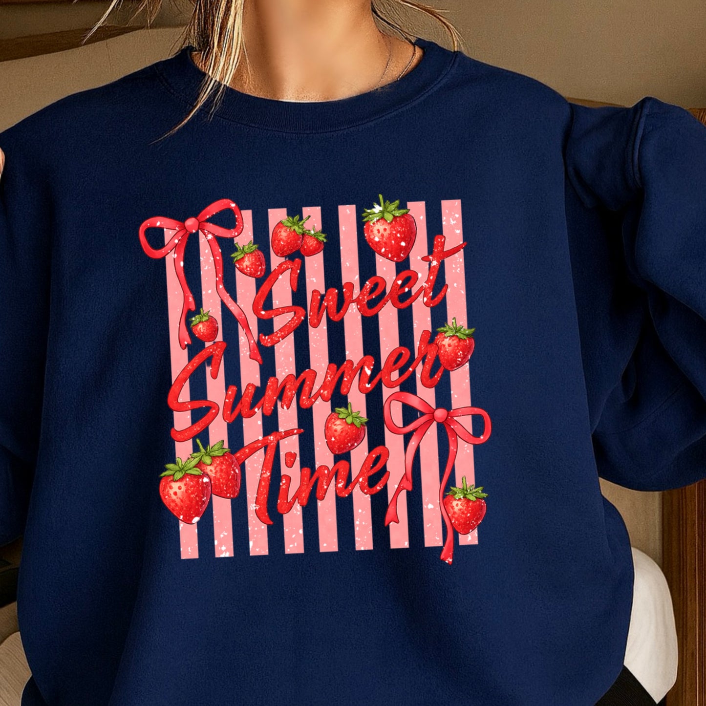Sweet Summertime Strawberries Crewneck Sweatshirt
