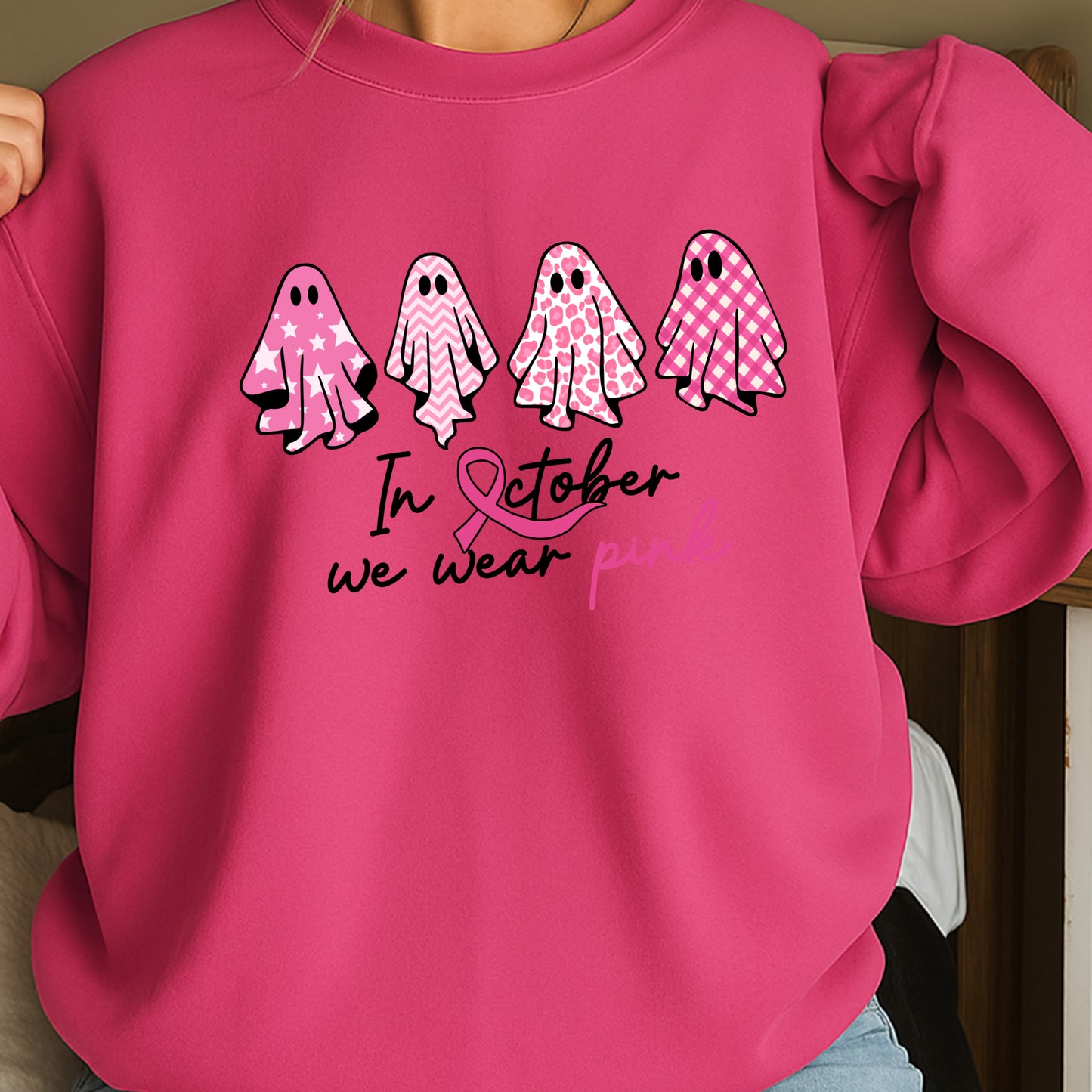 In October We Wear Pink Crewneck Sweatshirt