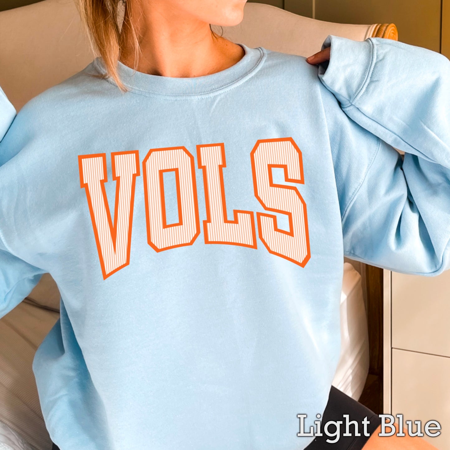 Orange & White College Game Day Crewneck Sweatshirt