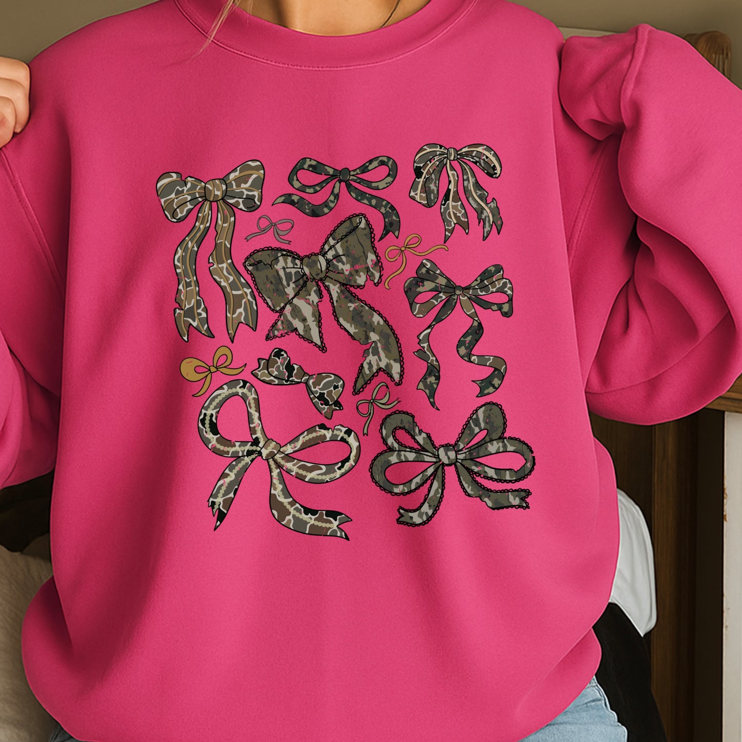 Camo Bows Crewneck Sweatshirt