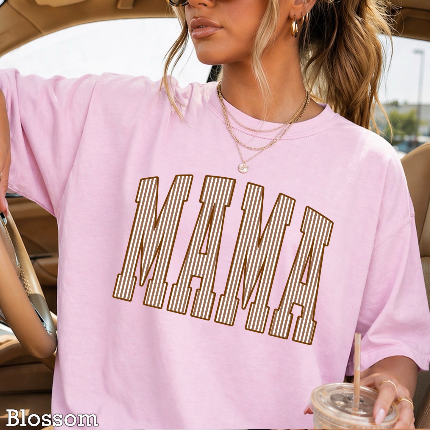 Mama Brown Seersucker Comfort Color Graphic Tee