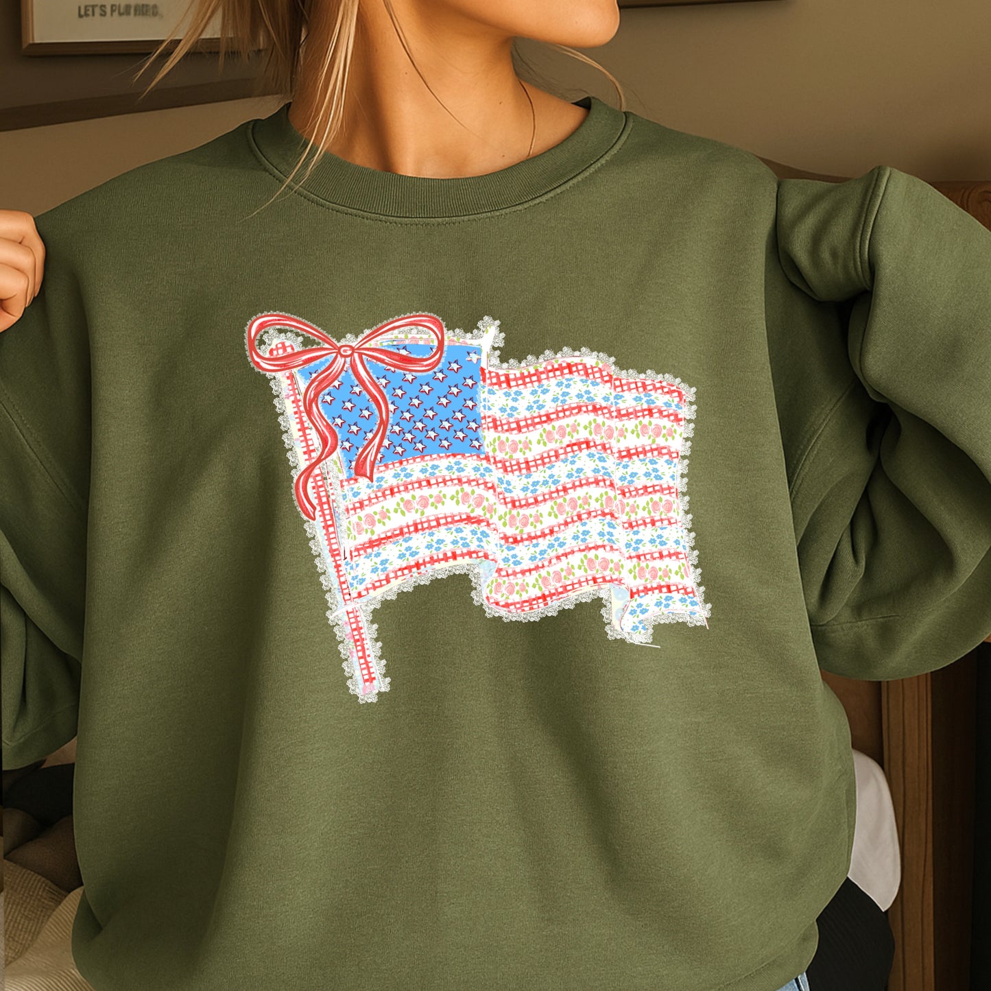 American Lace Flag Crewneck Sweatshirt