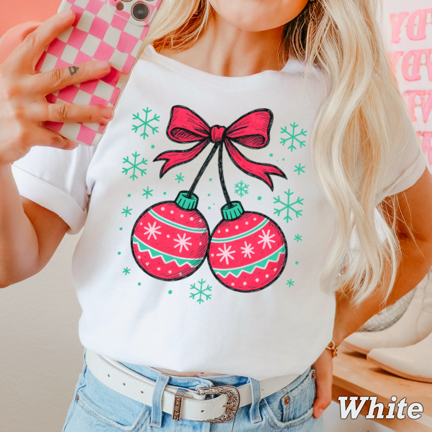 Christmas Cherries Comfort Color Graphic Tee