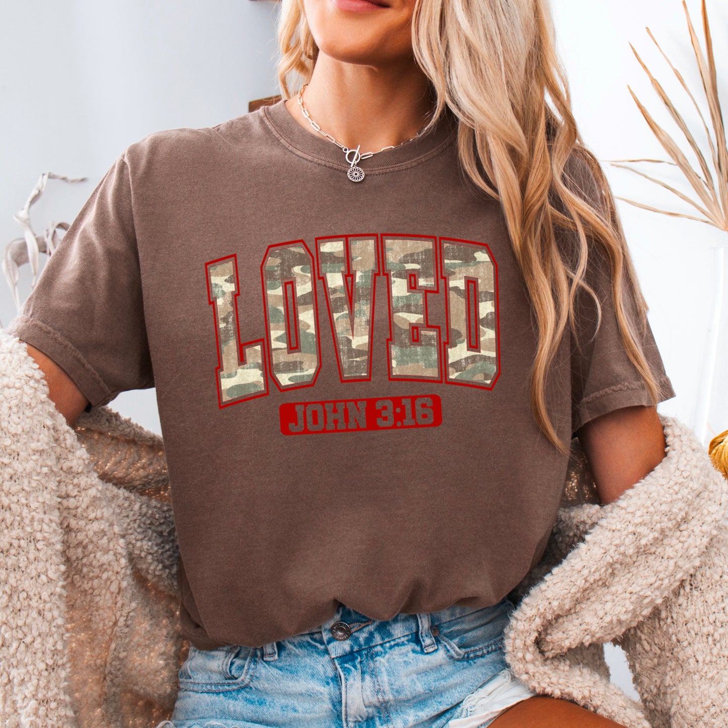 Camo John 3:16 Valentine’s Day Comfort Color Graphic Tee