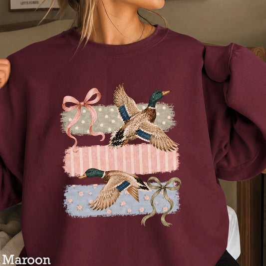 Mallard Ducks & Bows Crewneck Sweatshirt