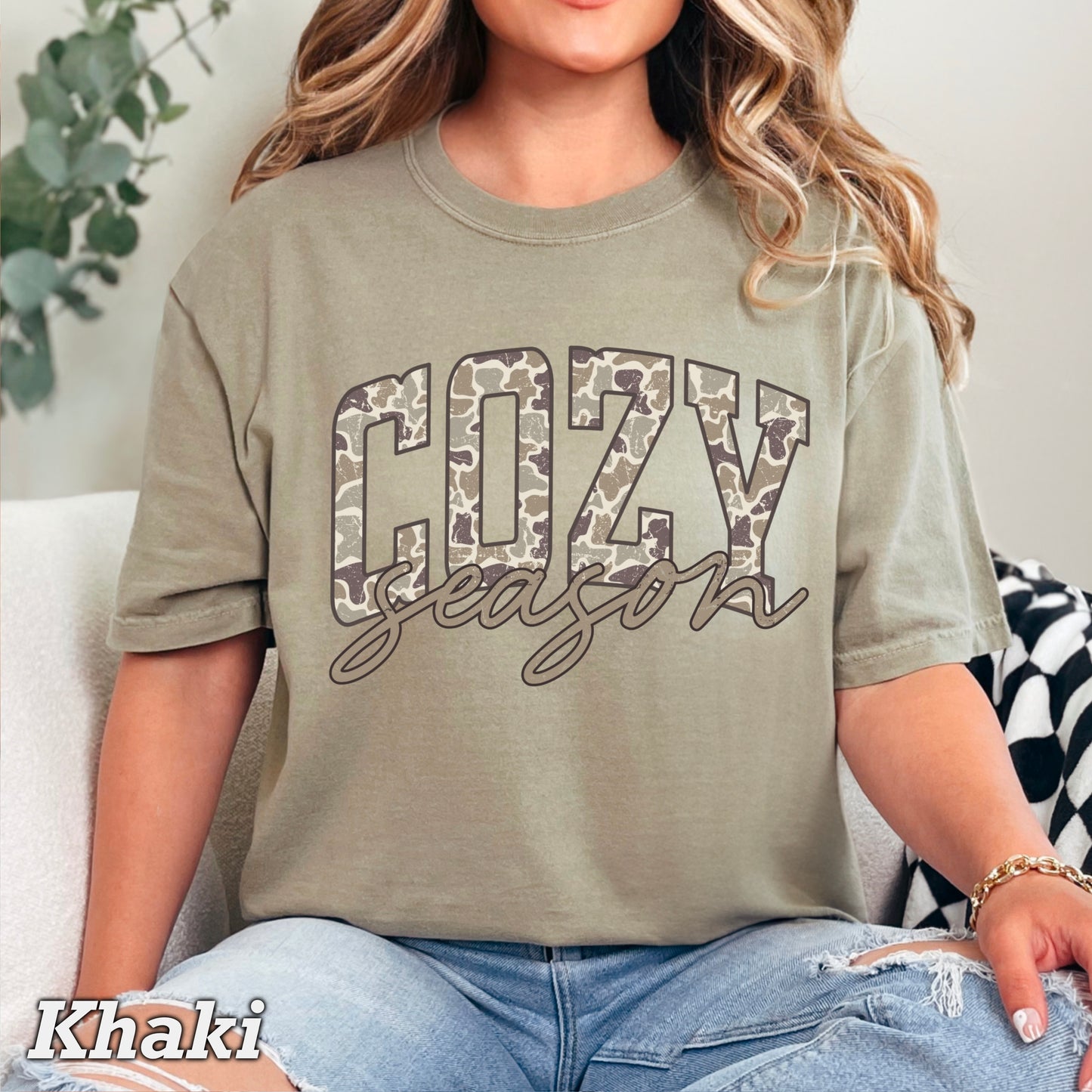 Camo Cozy Season Comfort Color Graphic Tee