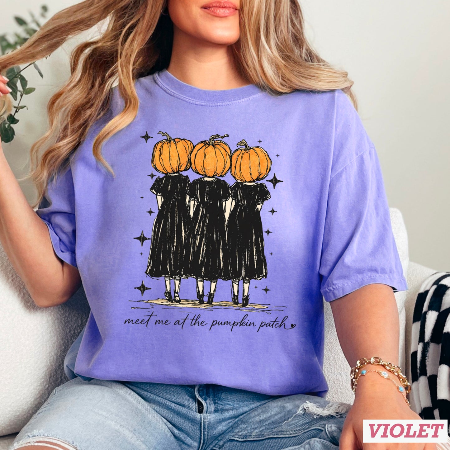 Meet Me At The Pumpkin Patch Halloween Comfort Color Graphic Tee