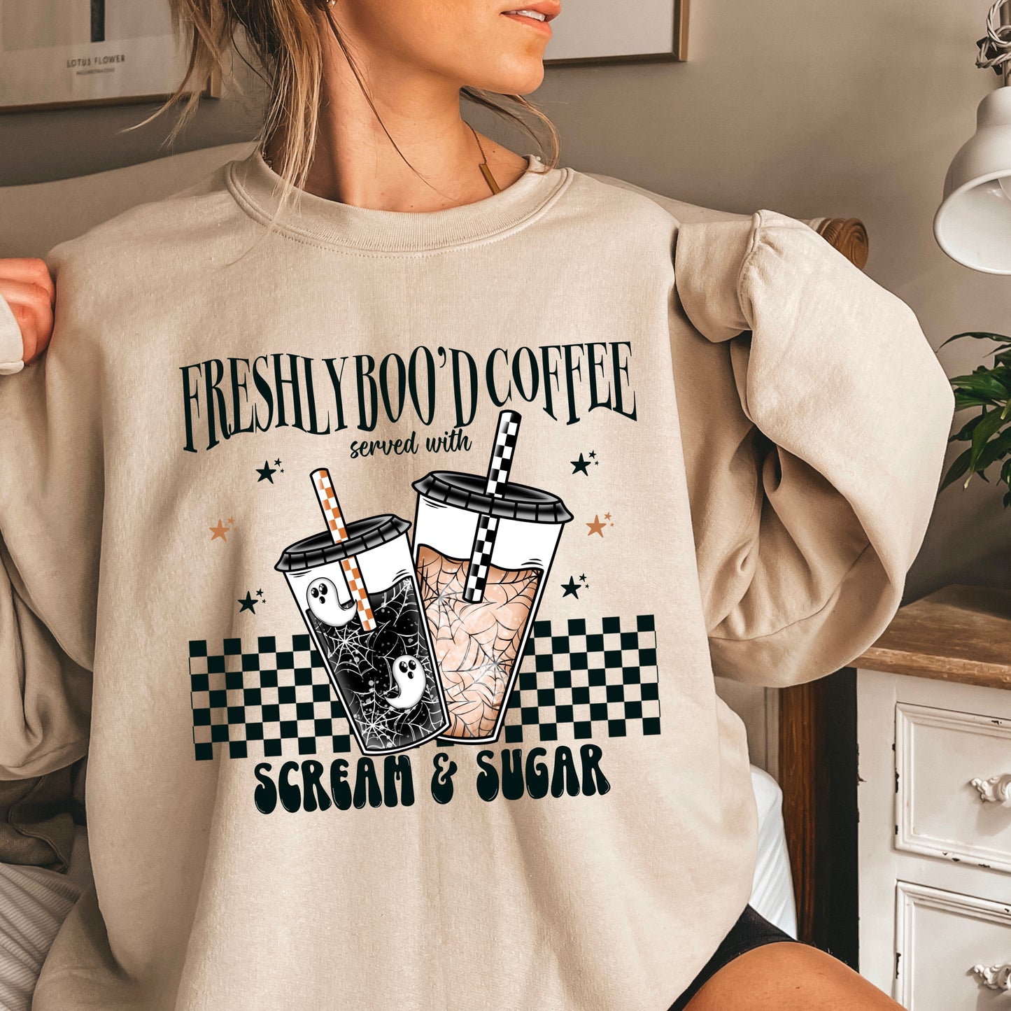 Freshly Boo’d Coffee Halloween Crewneck Sweatshirt