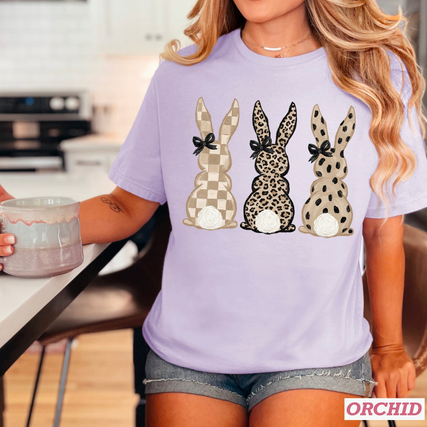 Easter Rabbit Trio Easter Comfort Color Graphic Tee