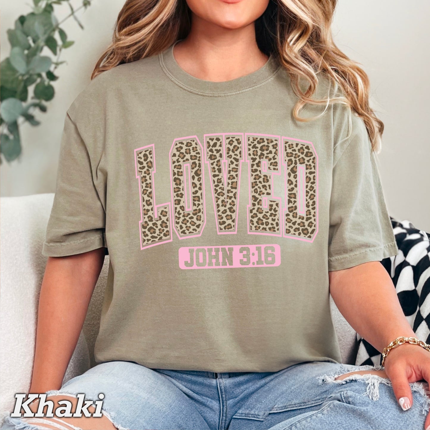 Leopard Loved John 3:16 Valentine’s Day Comfort Color Graphic Tee