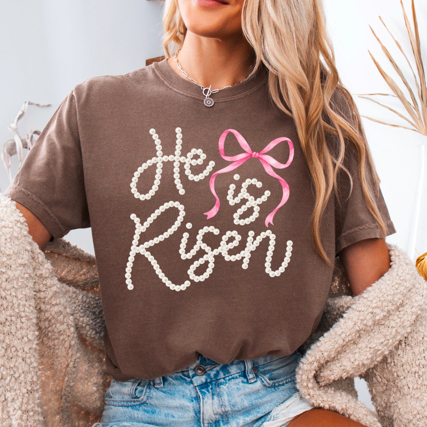He Is Risen Easter Comfort Color Graphic Tee