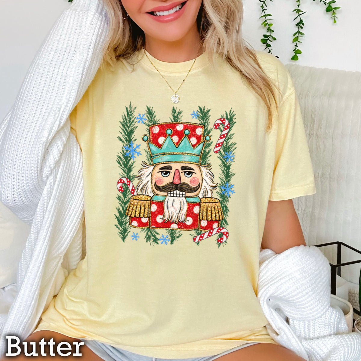 Preppy Nutcracker Christmas Comfort Color Graphic Tee