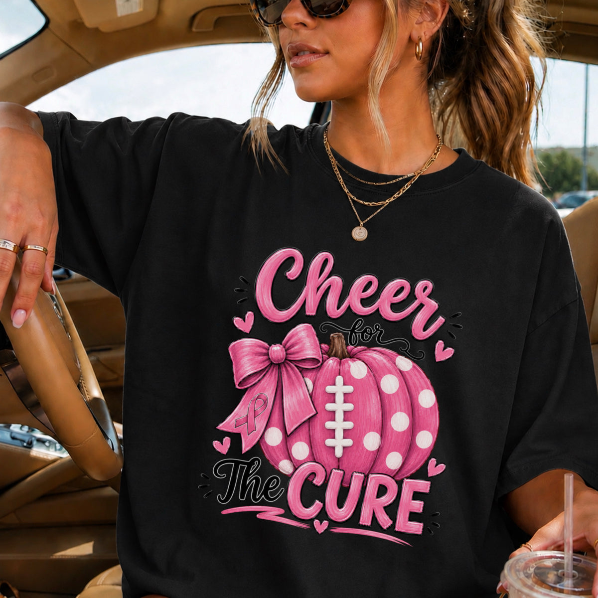 Cheer For The Cure Comfort Color Graphic Tee