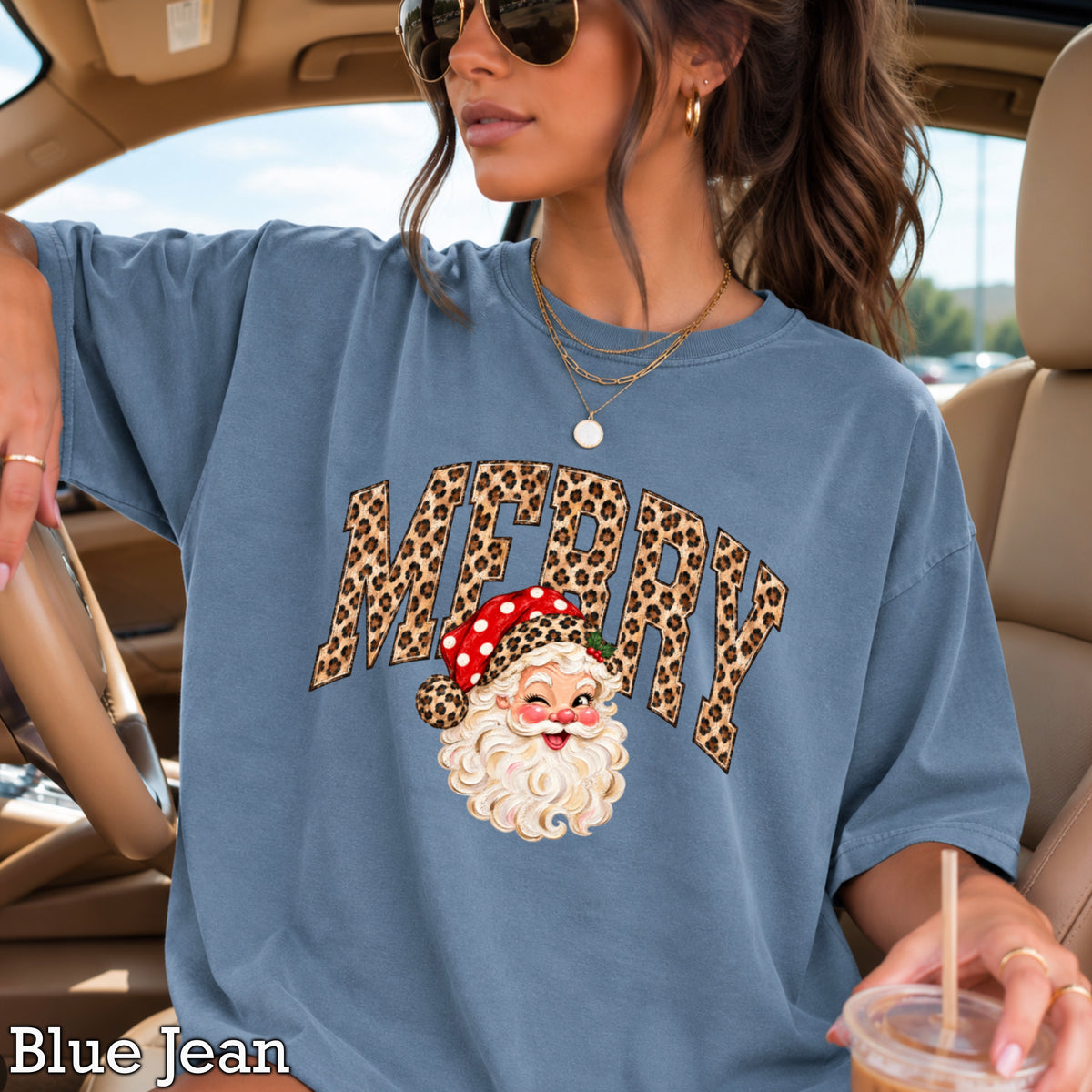 Leopard Merry Christmas Comfort Color Graphic Tee