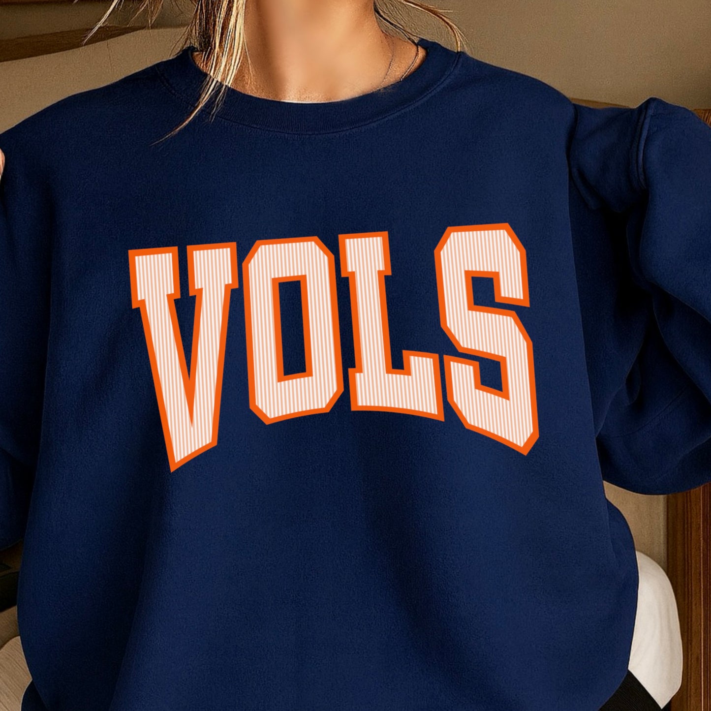 Orange & White College Game Day Crewneck Sweatshirt