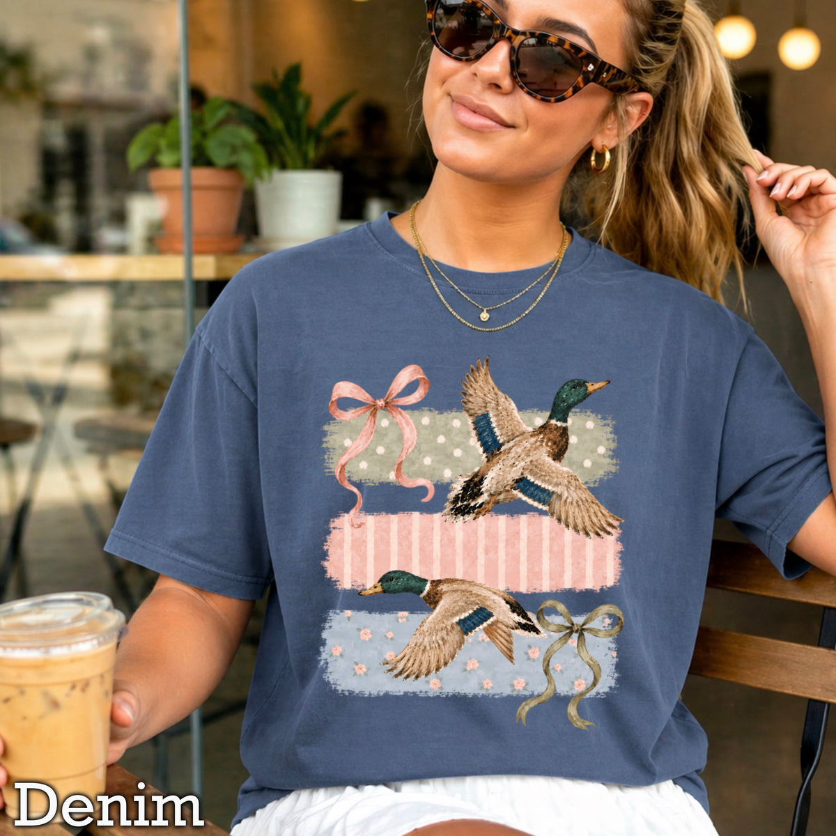 Mallard Ducks & Bows Comfort Color Graphic Tee
