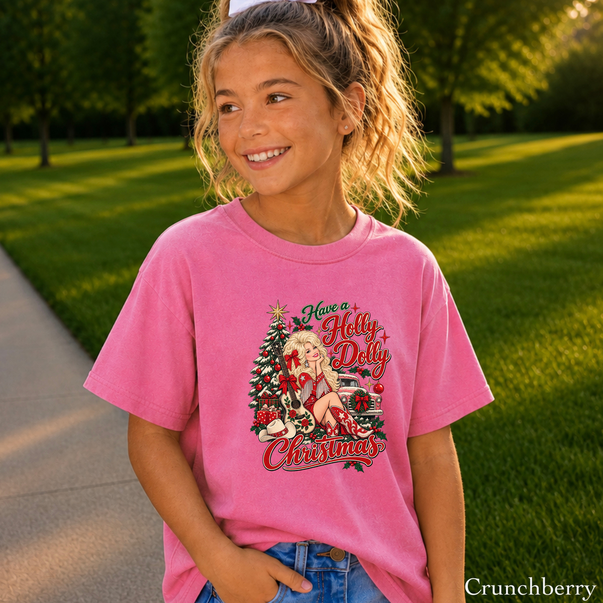 Have A Holly Christmas Youth Comfort Color T-Shirt