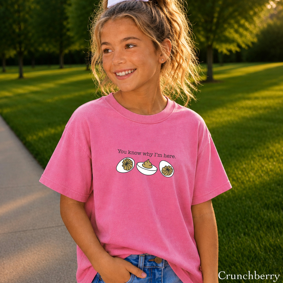 Deviled Eggs You Know Why I'm Here Youth Comfort Color T-Shirt