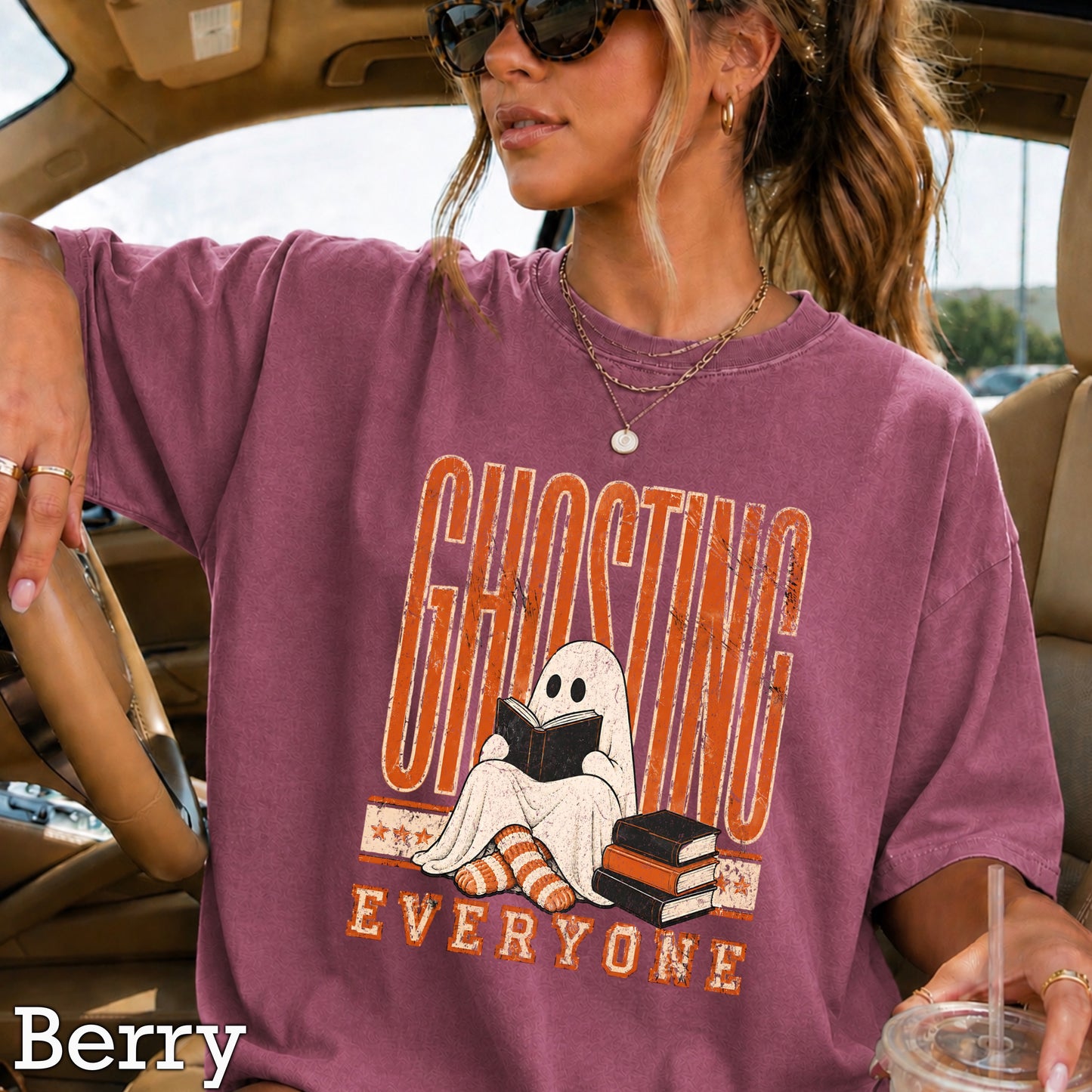 Ghosting Everyone Halloween Comfort Color Graphic Tee