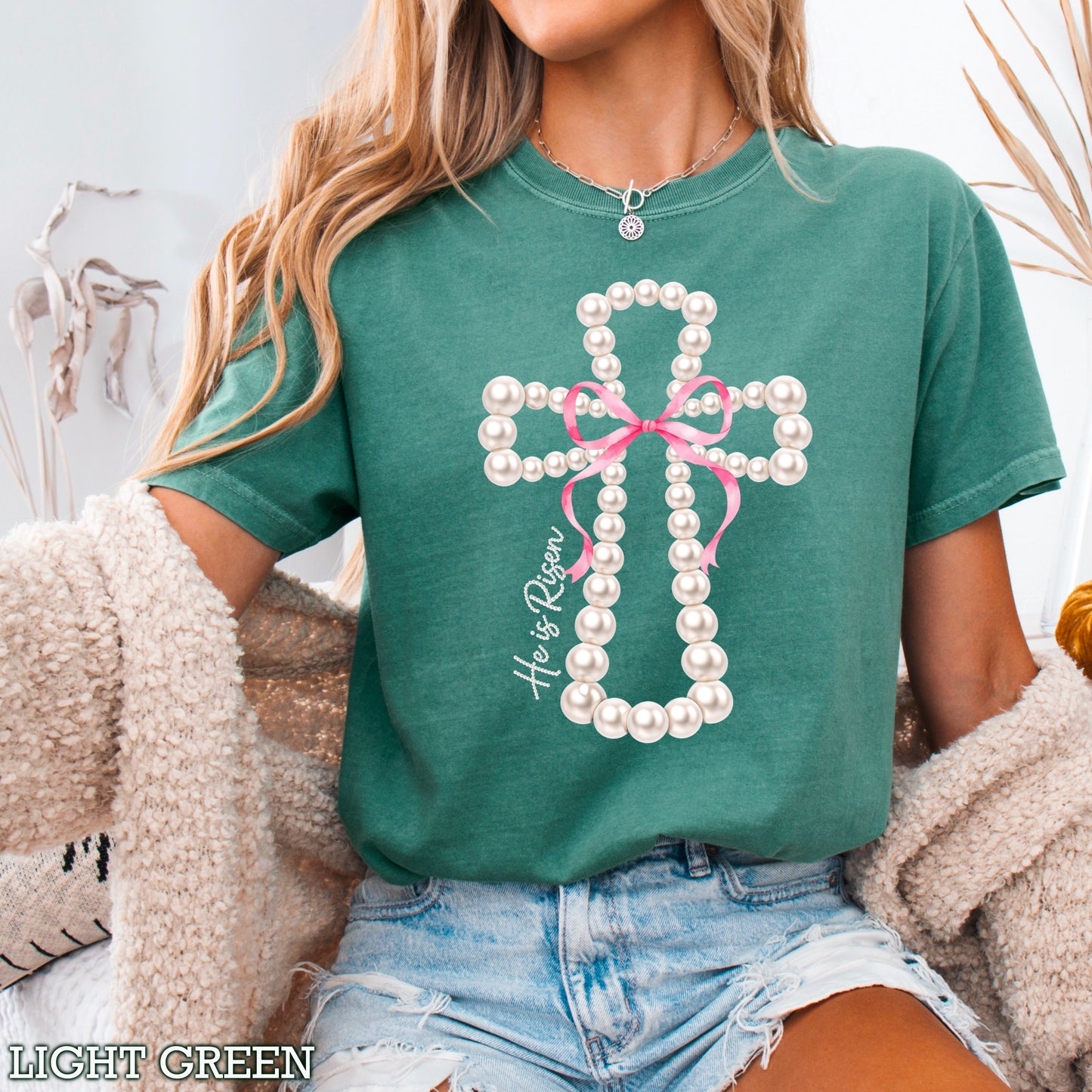 He Is Risen Easter Comfort Color Graphic Tee