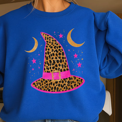 Leopard Witches Hat Halloween Crewneck Sweatshirt