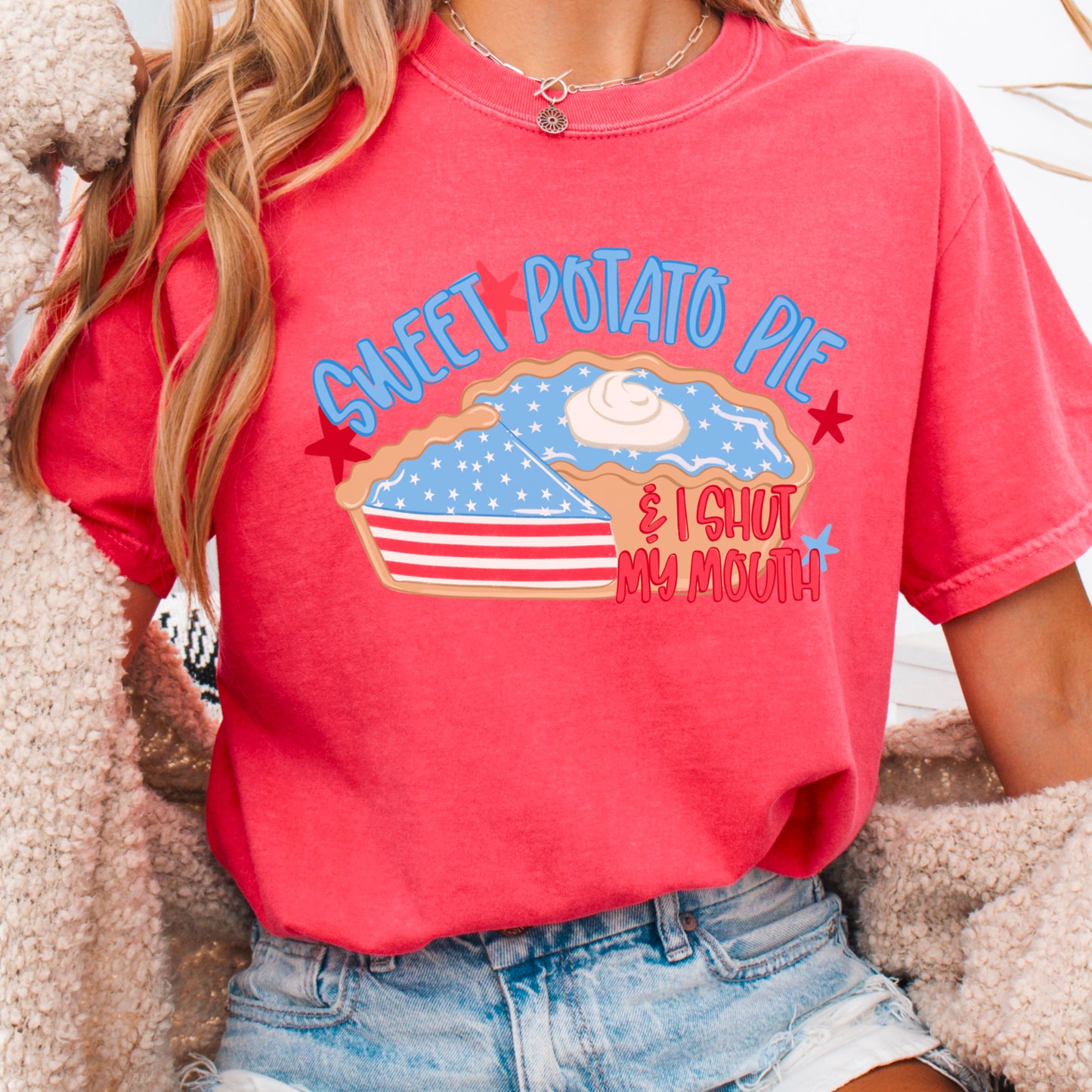 Sweet Potato Pie Patriotic Comfort Color Graphic Tee
