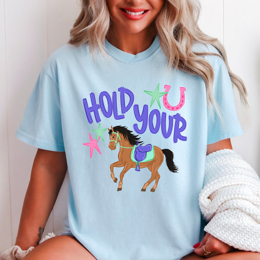 Hold Your Horses Comfort Color Graphic Tee