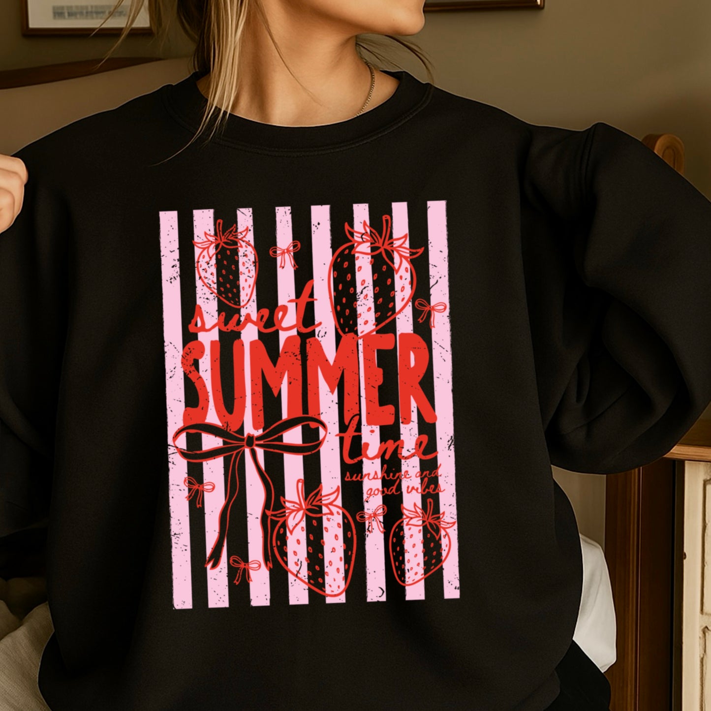 Sweet Summertime Strawberry Crewneck Sweatshirt