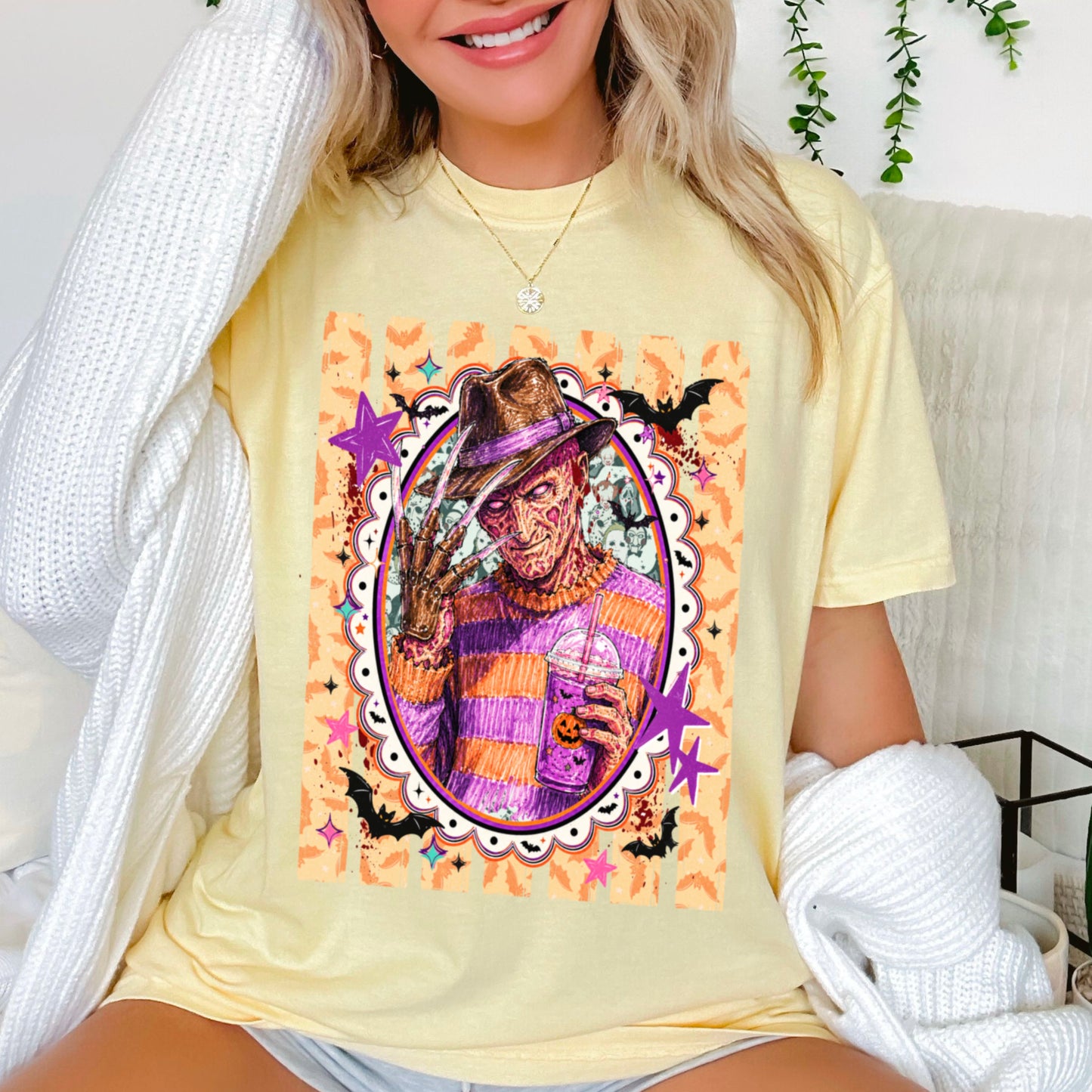 Horror Film Character Halloween Comfort Color Graphic Tee