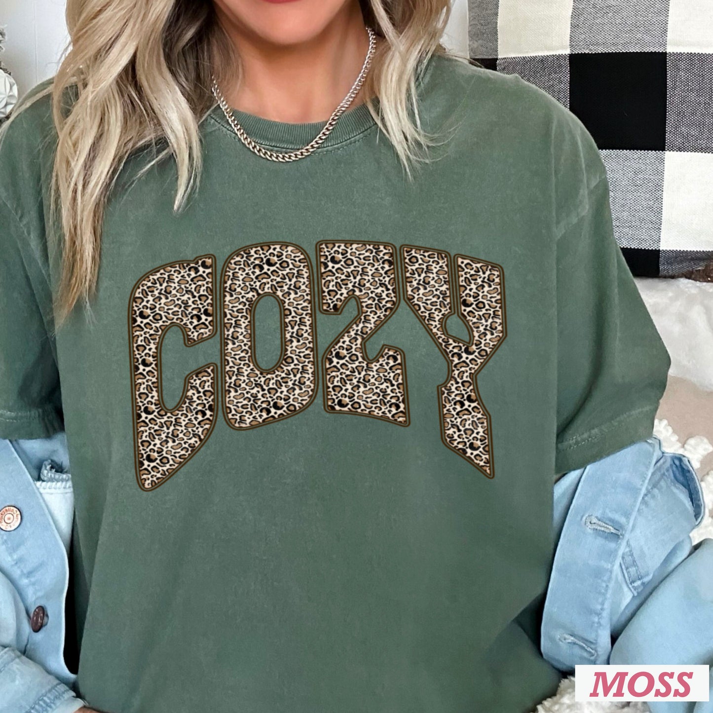 Leopard Cozy Fall Comfort Color Graphic Tee