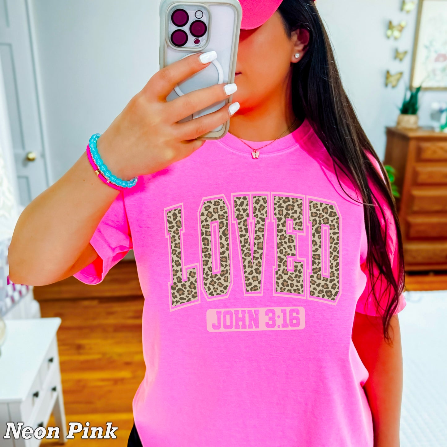 Leopard Loved John 3:16 Valentine’s Day Comfort Color Graphic Tee