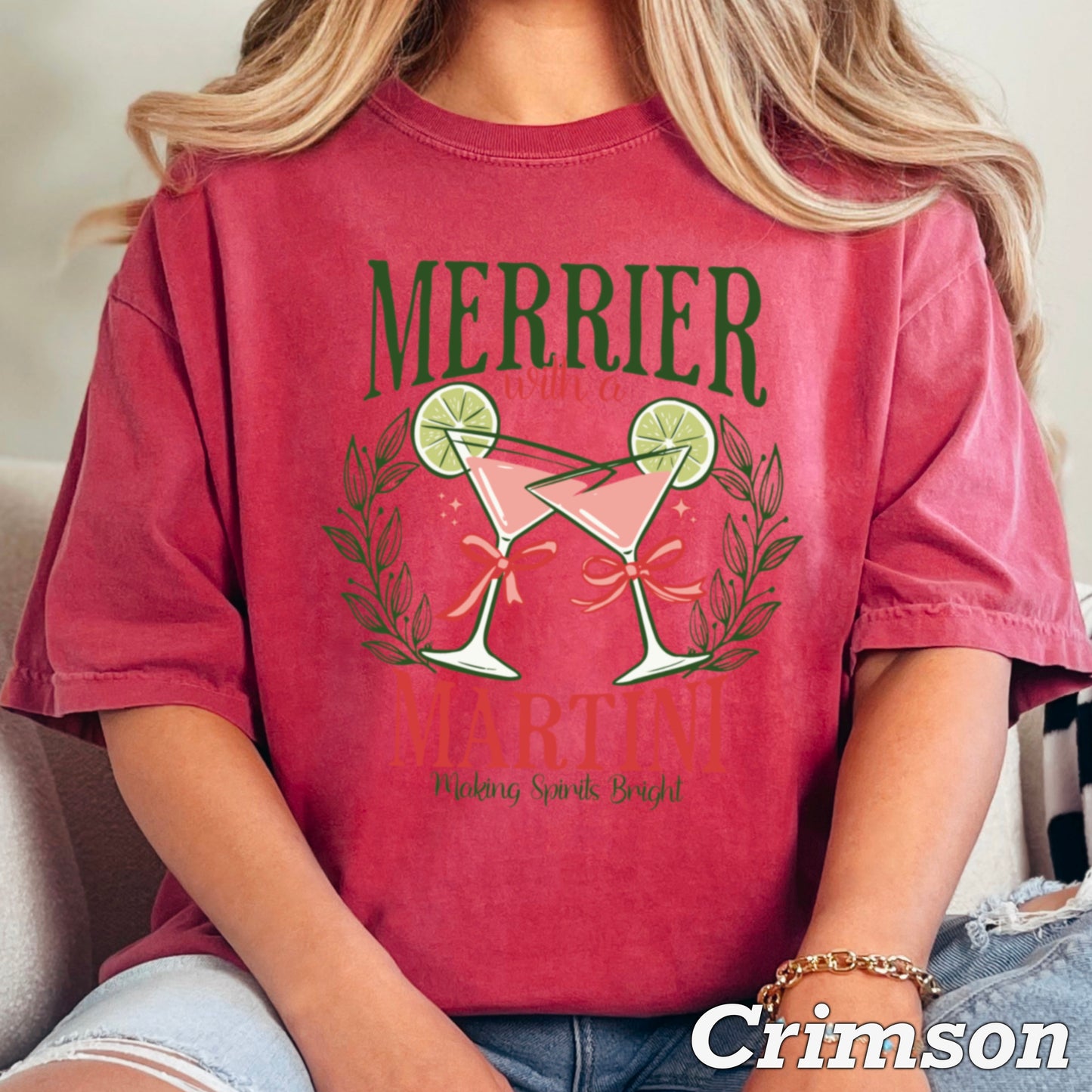 Merrier With A Martini  Comfort Color Graphic Tee