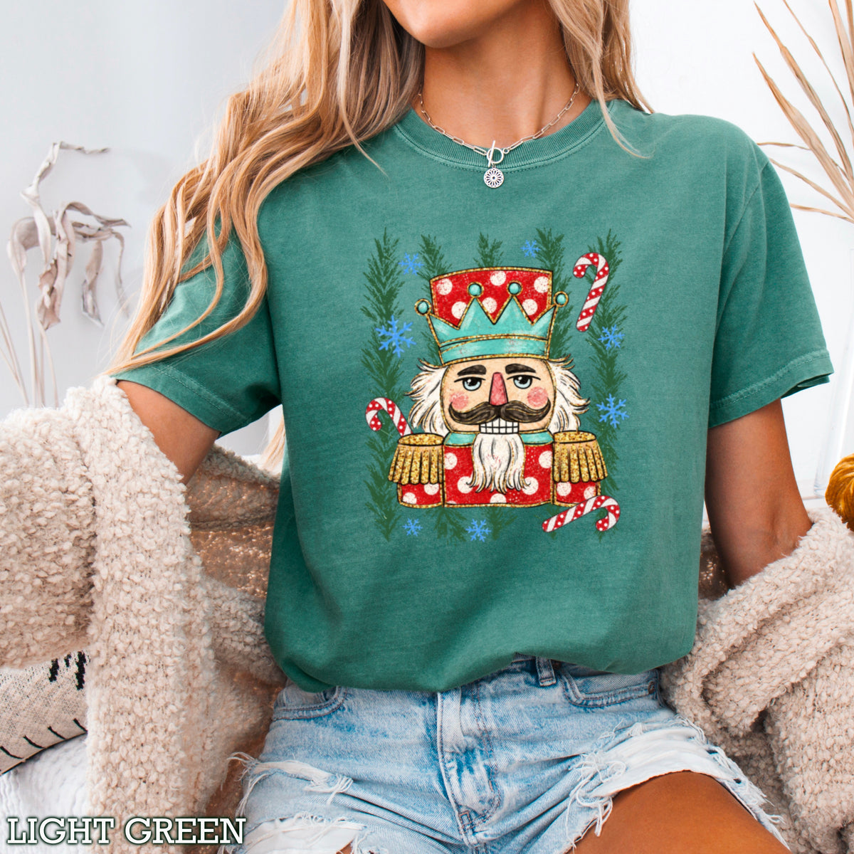 Preppy Nutcracker Christmas Comfort Color Graphic Tee