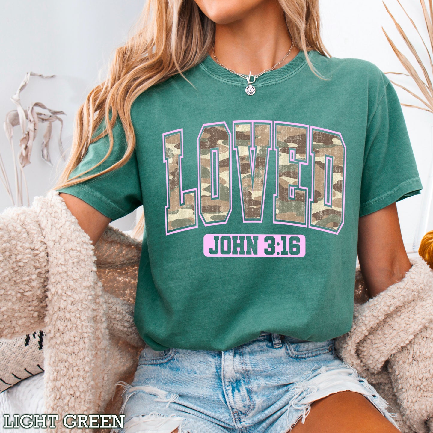 Camo John 3:16 Valentine’s Day Comfort Color Graphic Tee