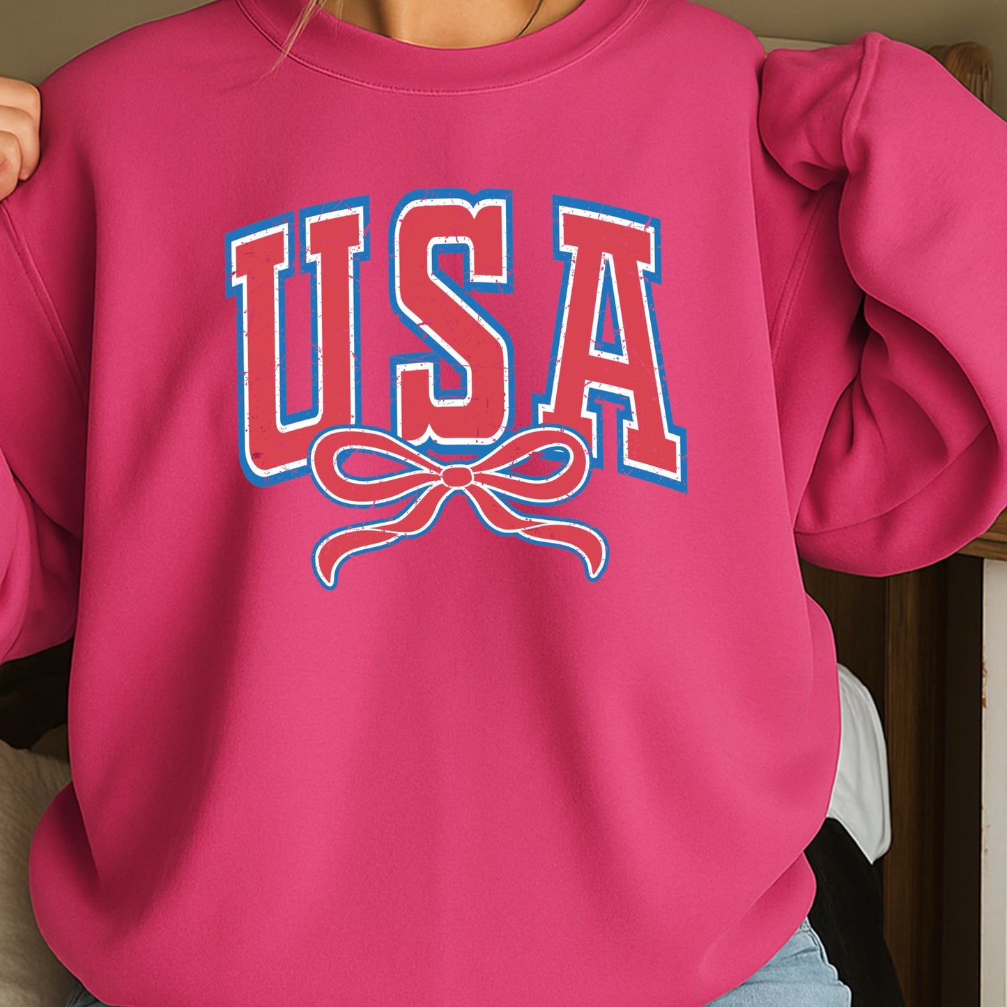 USA Coquette Bow Crewneck Sweatshirt