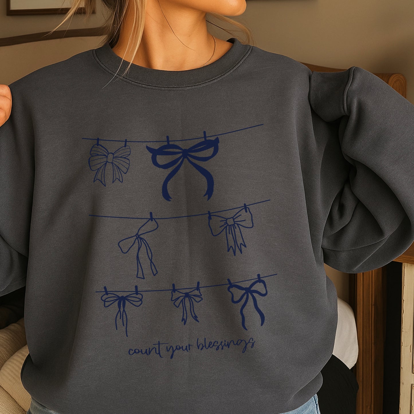 Count Your Blessings Christian Crewneck Sweatshirt