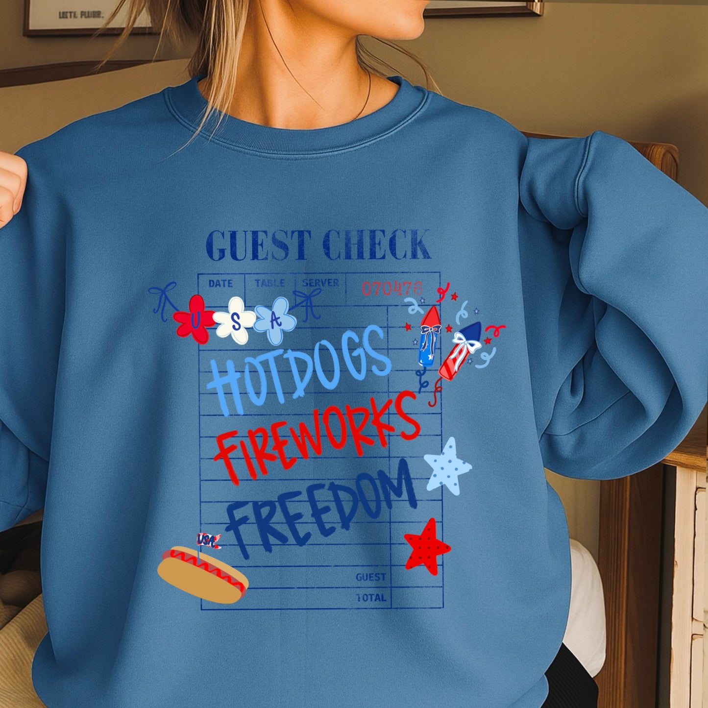 Guest Check July 4th Crewneck Sweatshirt
