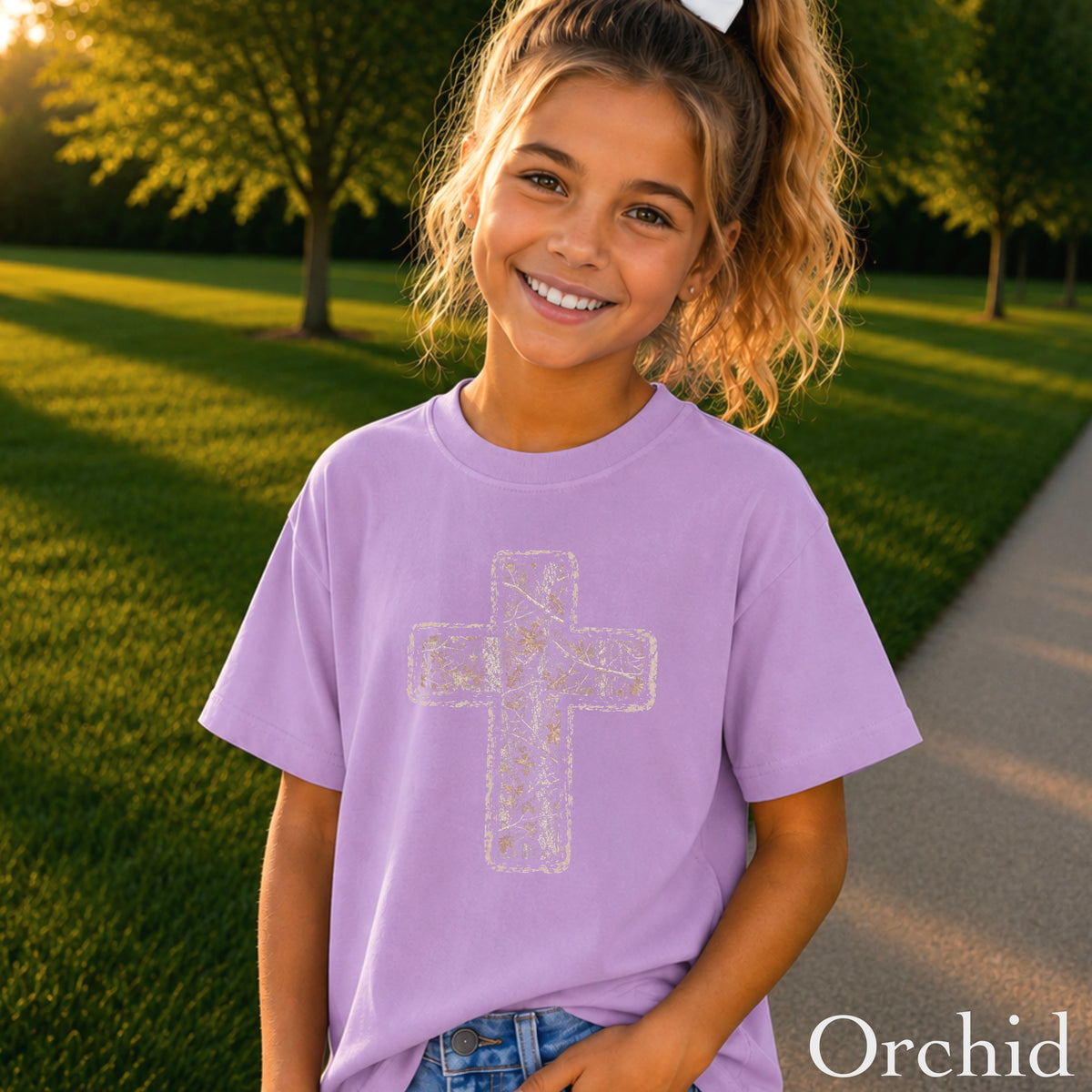 Camo Cross Christian Youth Comfort Color T-Shirt