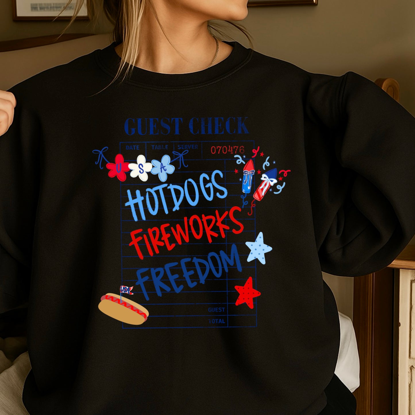 Guest Check July 4th Crewneck Sweatshirt