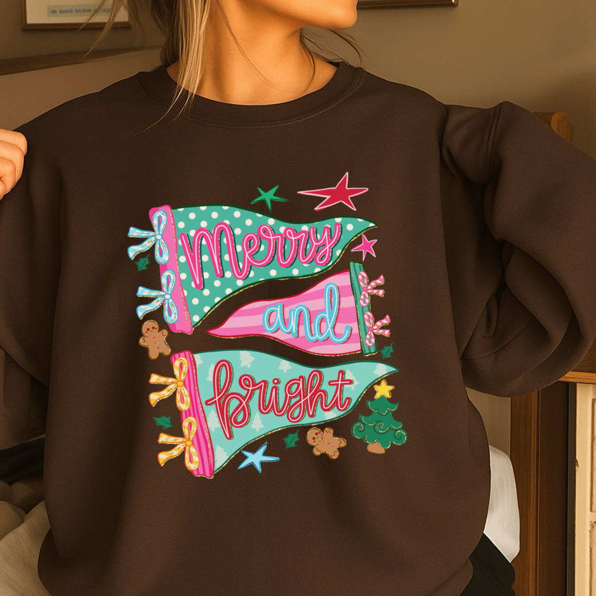 Merry And Bright Christmas Crewneck Sweatshirt