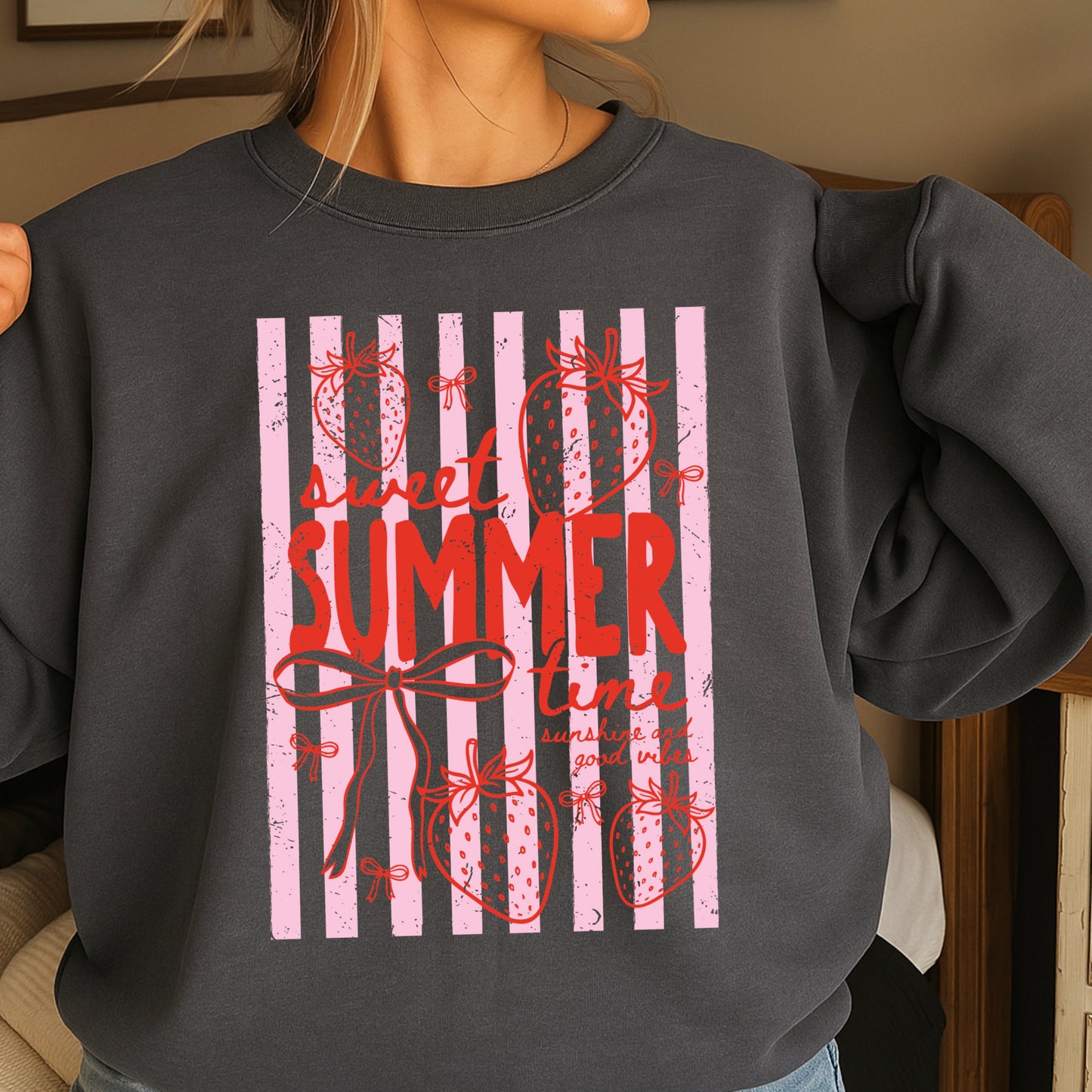 Sweet Summertime Strawberry Crewneck Sweatshirt