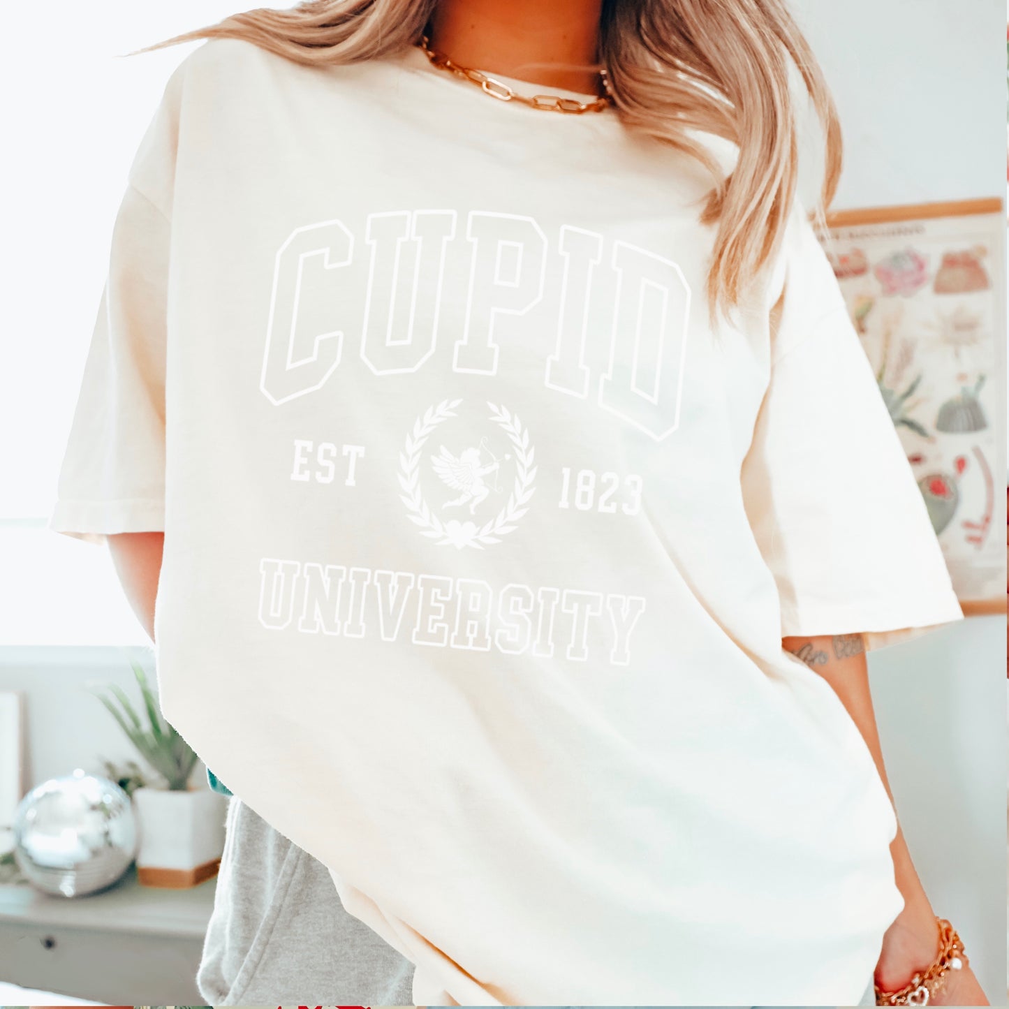 Cupid University Valentine’s Day Comfort Color Graphic Tee