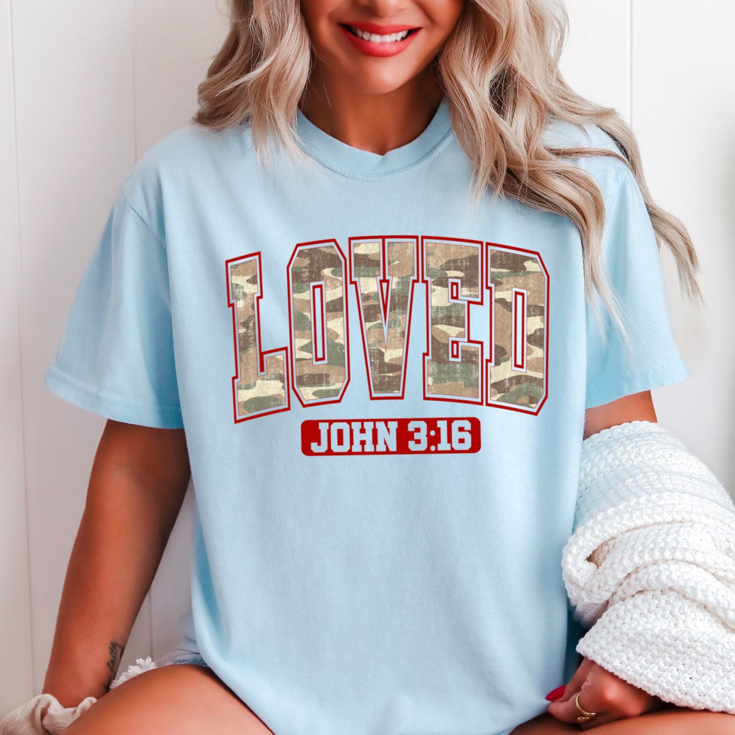 Camo John 3:16 Valentine’s Day Comfort Color Graphic Tee