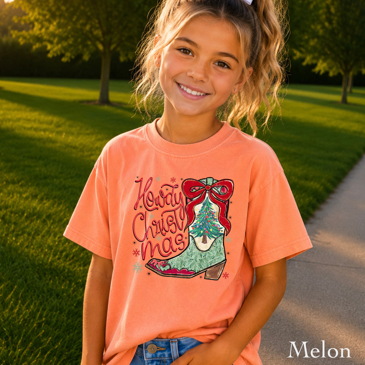 Howdy Christmas Youth Comfort Color T-Shirt