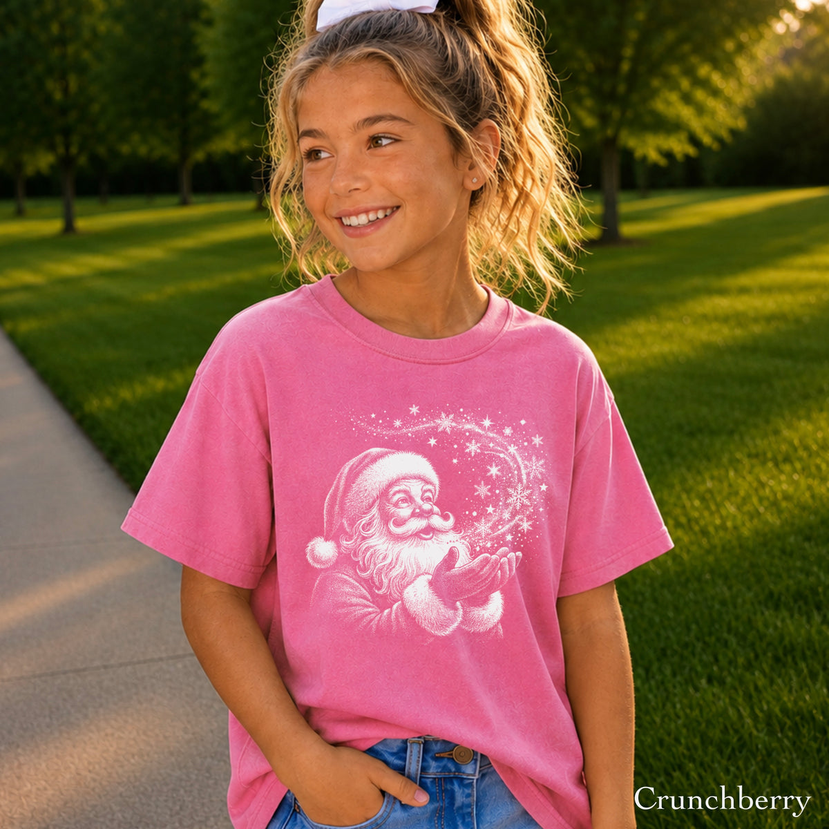 Santa Snowflakes Christmas Youth Comfort Color T-Shirt